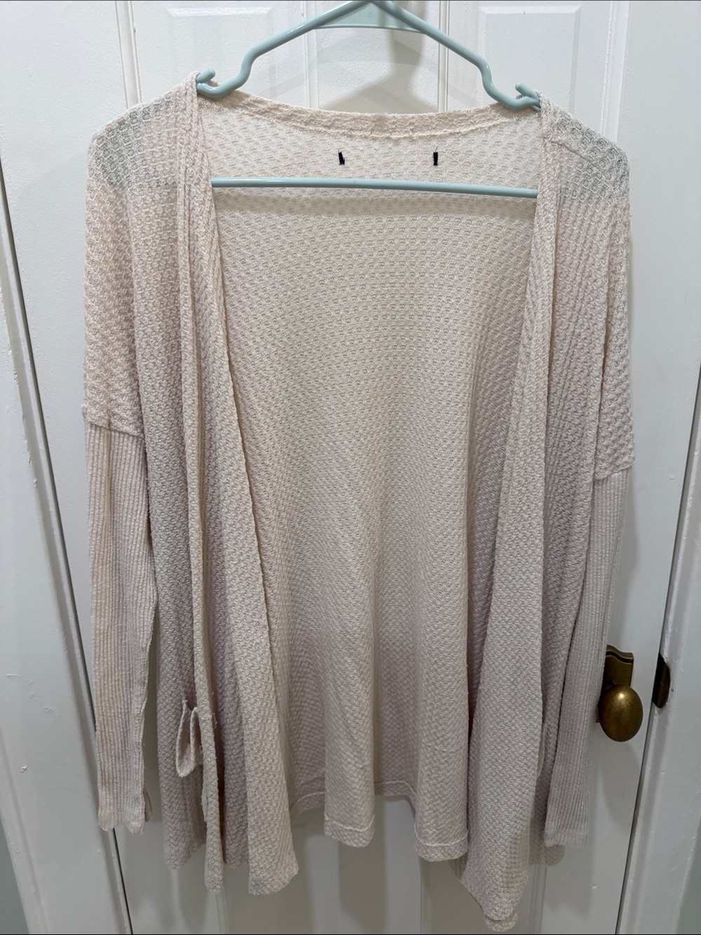 Light Cream Open-Front Women's Sweater Cardigan